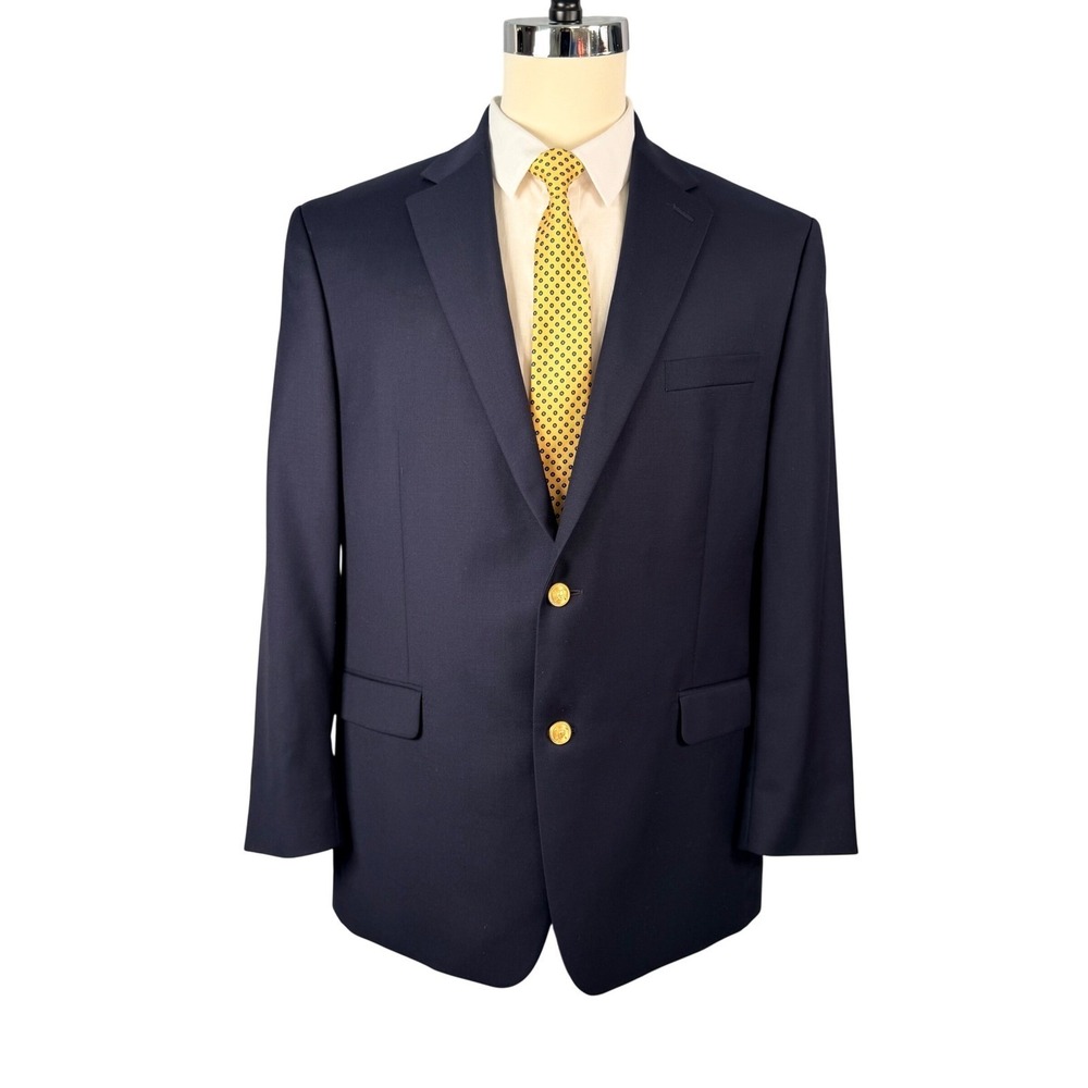 Lauren Ralph Lauren Blazer Mens 44R Navy 100% Wool Gold Button